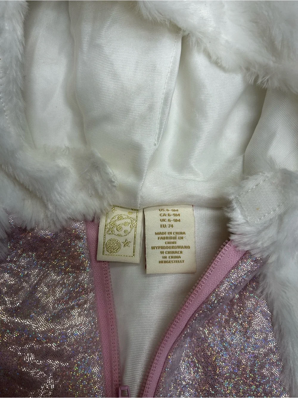 H&M Baby Plush Unicorn Halloween Costume Bubble Vest 6-9 Months Gold Tag